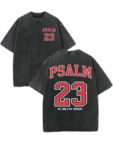 PSALM 23 Christian Shirt, 'THE LORD IS MY SHEPHERD' Christian Scripture T-Shirt, Vintage Retro Washed Shirt Double Sided Printed (230 Heavyweight Pure Cotton T-Shirt)  High Quality Christian T-Shirt, Christian Gifts