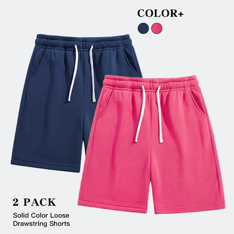 Men’s two-pack sweat shorts/joggers for home wear, elastic waistband, loose fit—ideal for the beach, outings, workouts, training, and relaxing at home on weekends.