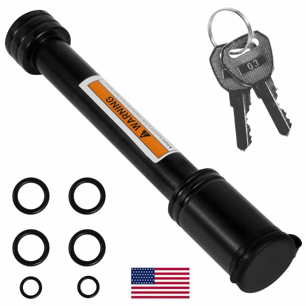 Anti-Theft Hitch Pin Lock 5/8" Diameter, Heavy Duty Carbon Steel Trailer Lock with 2 Keys, Waterproof Dustproof Design for 2" Receiver Tube Truck Boat RV Camper Towing