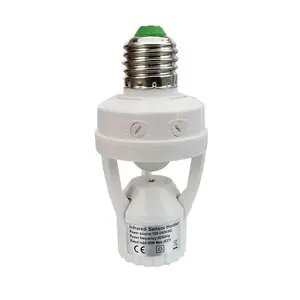 PIR Motion Sensor Light Socket,E26/E27  Lamp Bulb Holder Adapter Auto /Off Light Control Suitable for Garage Basement Porch Storage Room Indoor Use Only