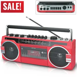 1980S Style Portable Boombox Radio Cassette Player Recorder AM/FM/SW Radio Bluetooth Speaker built-in microphone