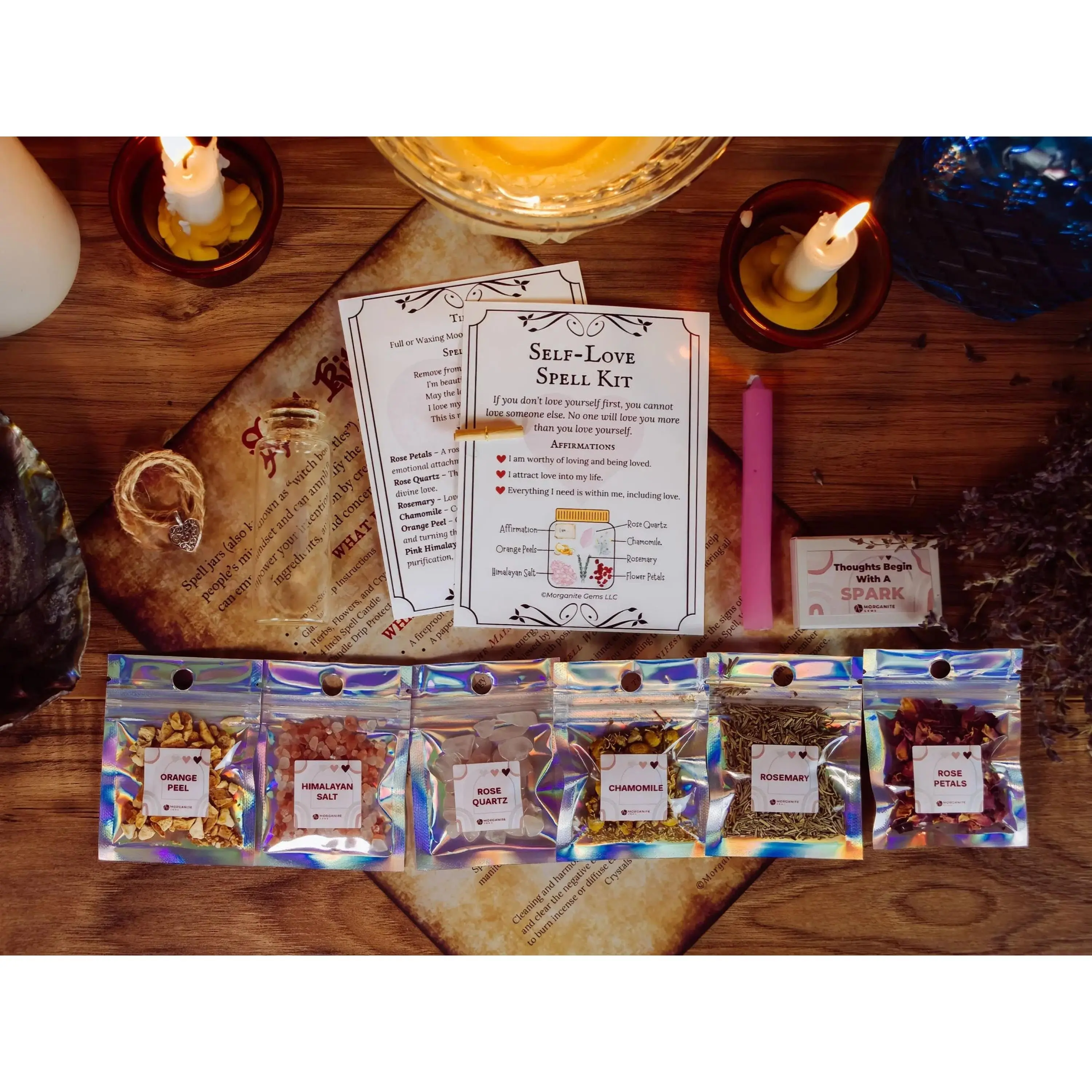 Love Yourself Spell Jar Kit – Manifestation & Affirmation Ritual Set