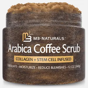 Coffee Body Scrub 12oz - Organic Skin Care Cleanser with Collagen for Exfoliating, Acne, Skin Repair & Moisturizing Polish Deep Cleanse Body Scrubber