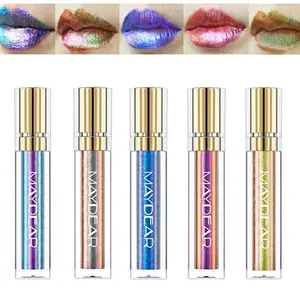 Maydear Chameleon Lipstick  Set, Long Lasting Waterproof Colourful Diamond Shimmer Lip Gloss for Women Girls Multichrome Makeup kit Gift Lightweight Smooth Cosmetic Glossy