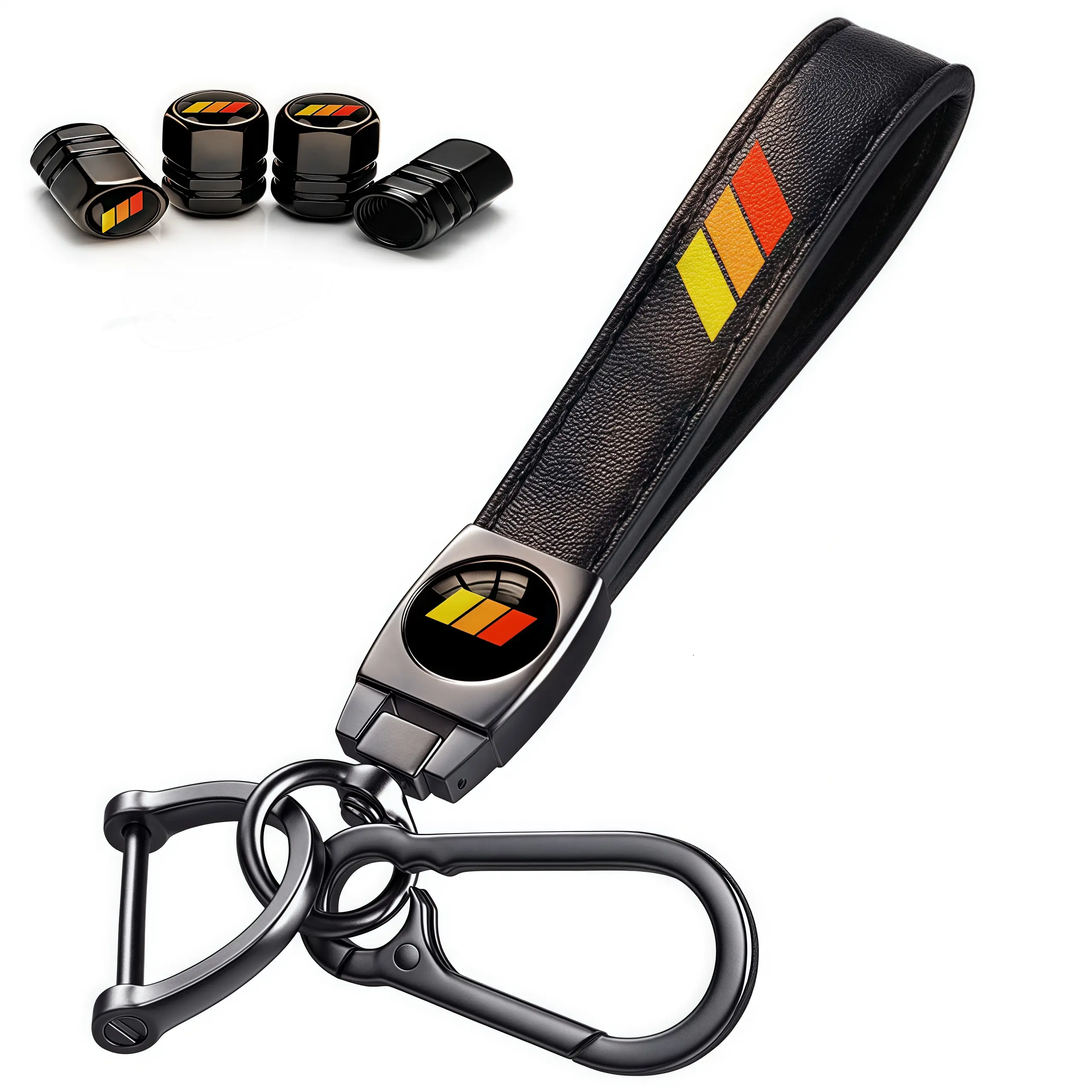 Red Chevrolet Logo Tire Valve Stem Caps – Set Of 4 – Steel Keychain Included