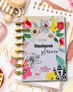 Floral Level Up Business Planner A5 Size - Undated 174 Pages with Vision Board Yearly Goals & Monthly Planning for Entrepreneurs