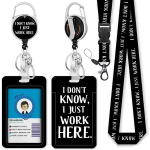 Retractable badge holder, equipped with detachable lanyard, fun ID card holder keychain, vertical ID card protector, stylish name tag holder, equipped with heavy-duty badge reel, simple and practical, exquisite small gift, simple keychain