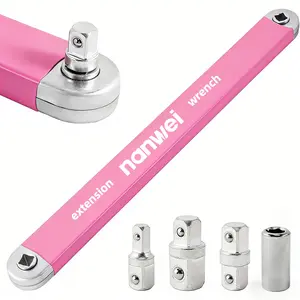 NANWEI Multi-functional Ratchet Offset Extension Wrench, Equipped with 1/2", 1/4" and 3/8" Square Head Adapters, Suitable for Narrow Spaces, 180-degree Rotation, High Torque, Anti-slip Handle, Suitable for Small Universal Extension Wrenches.