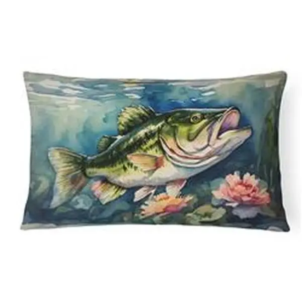16 x 12 in. Unisex Largemouth Bass Throw Pillow
