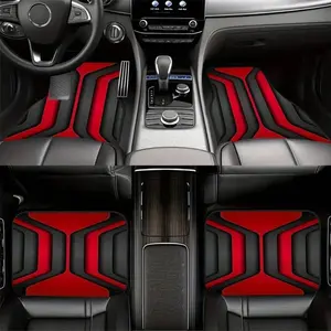 2pcs/4pcs Cool Red and Black Printed Car Floor Mats | Durable Polyester,  Universally Applicable for Trucks, Sedans, SUVs