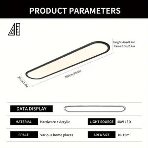 2024 39.4 Inch Ultra-Thin Modern Linear Ceiling Light Fixture - Dimmable Full Spectrum LED Lighting, Low Profile, Black Finish - Perfect for Bedroom, Kitchen, Closet, Hallway