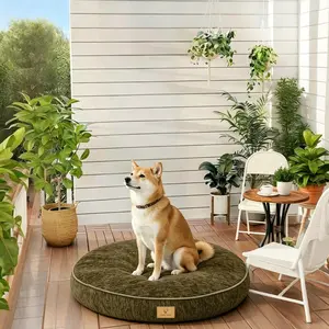 CT023 The Perch, Cozy Round Plush Dog Bed with Bonus Bone Chew Toy,Machine Washable Removable Zipper Cover Anti-Slip Indoor Sleeping Bed for Cats & Small to Large Dogs