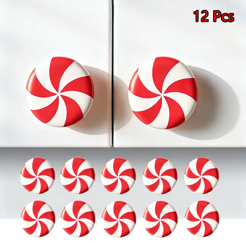 12 Pcs Christmas-Themed Mint-Shaped Silicone Cabinet Door Handle Gloves, Toddler-Safe Festive Decor Accessories for Kitchen & Bathroom Home Furniture Handles