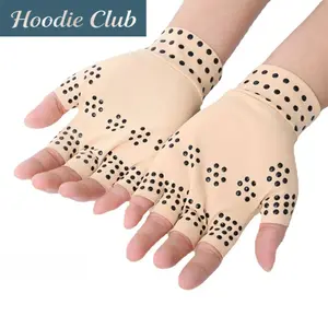 1 Pair Copper Magnetic Therapy Gloves Compression Arthritis Support Hand Pain Relief Wrist and Finger Support Anti Swelling Breathable Comfortable Elastic Therapeutic Gloves for Daily Wear Health Care Hand Support for Men and Women