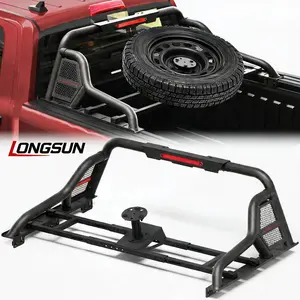 Longsun Heavy-Duty Adjustable Truck Roll Bar Chase Rack, No-Drill Installation, Compatible with CHEVROLET SILVERADO 1500 2500HD 3500HD， TOYOTA TUNDRA， FORD F150 F250 F350SUPER DUTY， RAM 1500 2500 3500， NISSAN TITAN/TITAN XD， GMC SIERRA 1500 Bed Steel car