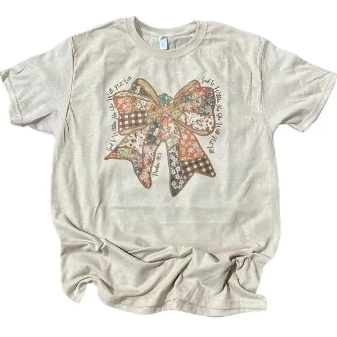 God Is Within Her Patchwork Bow on Sand T-Shirt or Sweatshirt