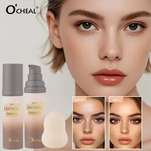 Long-Lasting Foundation Liquid, Concealer Effect, Non-Shedding, Anti-Cake Formula, 40ML Foundation + Powder Puff Set, Perfect Makeup Kit