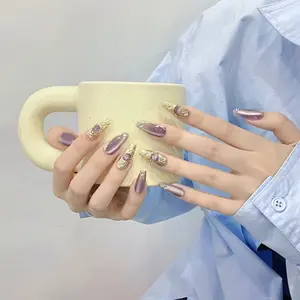 Iridescent Glitter  Press-on Nails, Handmade Acrylic Square Press-On Nails,French cat eyes, Exquisite nails, Medium to high-end satin cat eyes,fake nails,Gothic Stiletto Nails with Accents,nail detachable nail,Colorblock Bow Rhinestone Press-On Nails