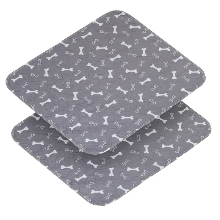 Washable Pee Pads for Dogs, 2Pack Reusable Puppy Pads, 18x24 inches, Absorbent Whelping Pads with Bone Print, Non-Slip Waterproof Pet Training Pads for Couch, Crate, Potty Training