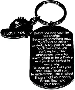 New Dad Keychain Daddy to Be Gifts Pregnancy Baby Announcement Gifts for Him Husband Father Mother Soon to Be Daddy Gift for Men First Time Dads Moms Present Birthday Christmas Father's Day
