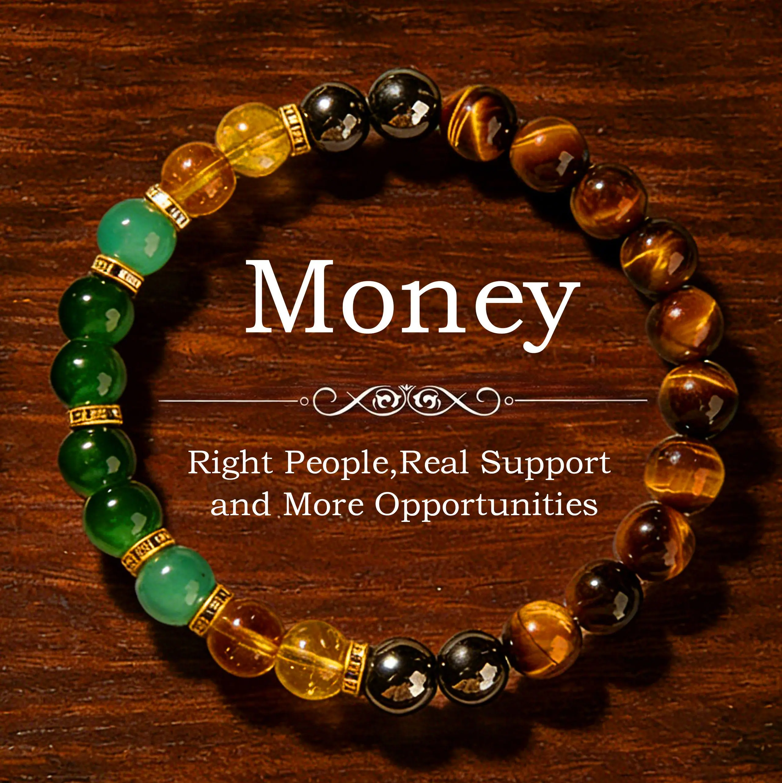【Mother's Day Gift】Veliora Gift B Money Bracelet with Black Onyx and Tiger's Eye  - Luck Bracelet - Attract Wealth, Abundance and Prosperity encouragement gift fashion artificial Colorblock Beaded Crystal Bracelet