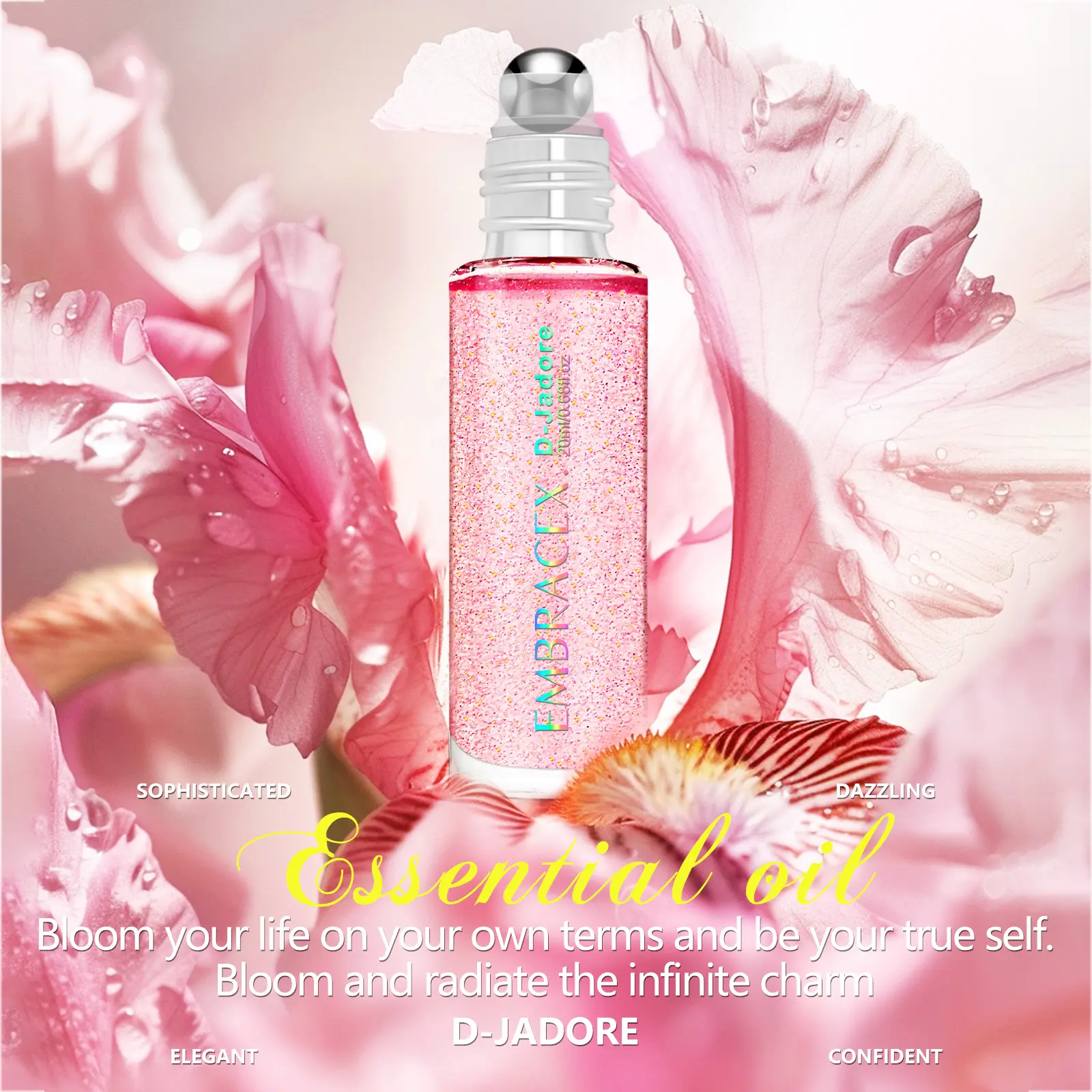 20ML D-Jadore Roller Essential Oil Fragrance, Floral Fragrances, Aromatherapy Diffuser Oil, DIY Candle and Soap Essential Oils, Long-Lasting Alcohol-Free Female Floral Aroma, Delightful Scents, Floral Perfume Oil, Perfect for Home and Travel