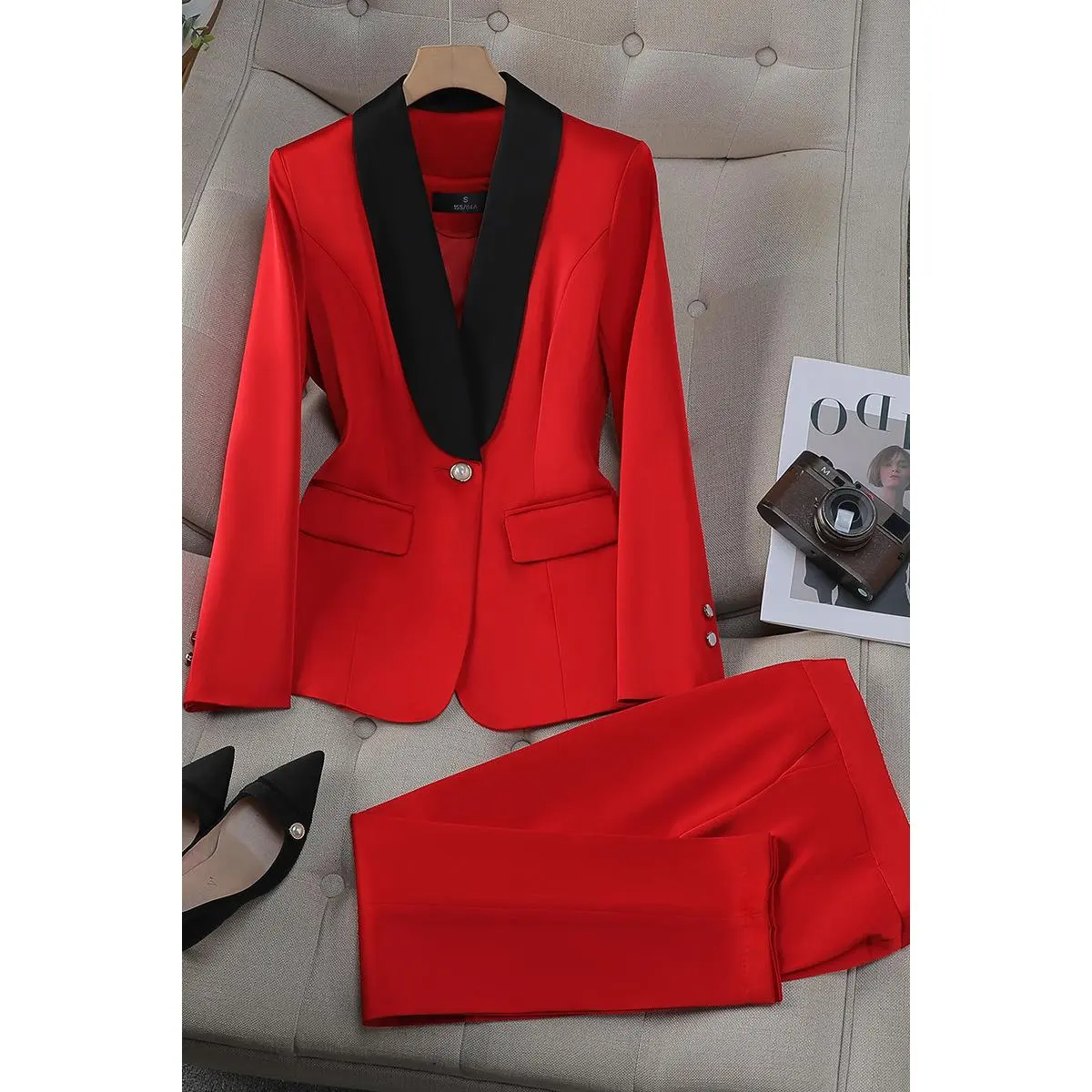9608 Red Suit+Pants Polyester Fiber 100