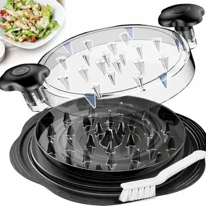 Chicken Shredder Tool Twist - Large  -Safe Meat Shredder with Visible Lid,  Anti-Slip Base &  Handle, Black
