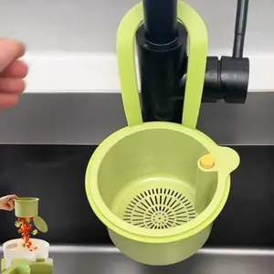 Sink Strainer Basket - Multifunction Hanging Sink Colander Drain Basket, Upgrade Quick Draining Kitchen Tool with Bottom Release for Mess-Free Hands-Free Cleanup
