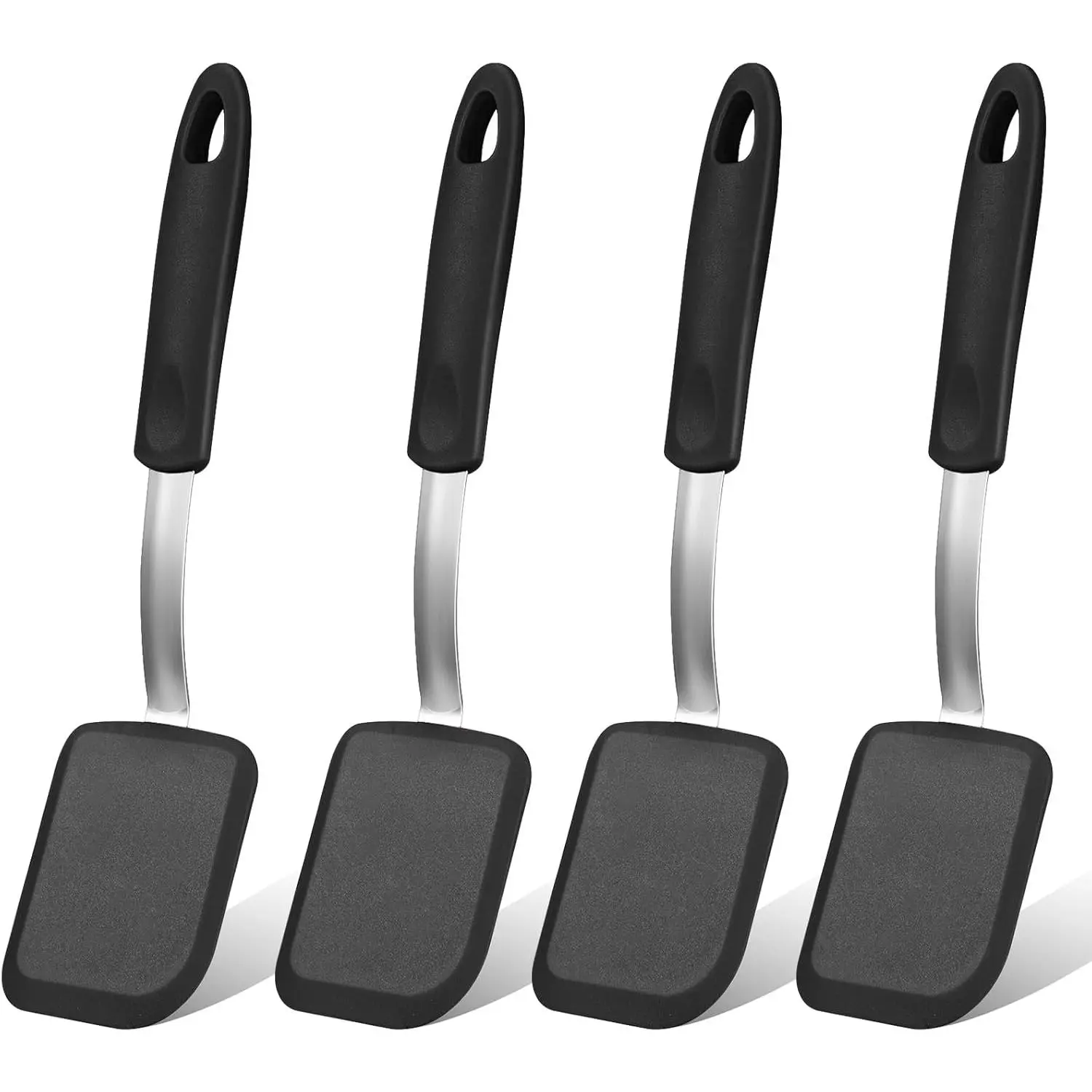 4 count  Cookie Spatula Turner Mini Brownie Spatula Flexible  Spatulas Nonstick Cookware Heat Resistant No Scratch Flipper Baking Utensils for Egg Pancake(Black)
