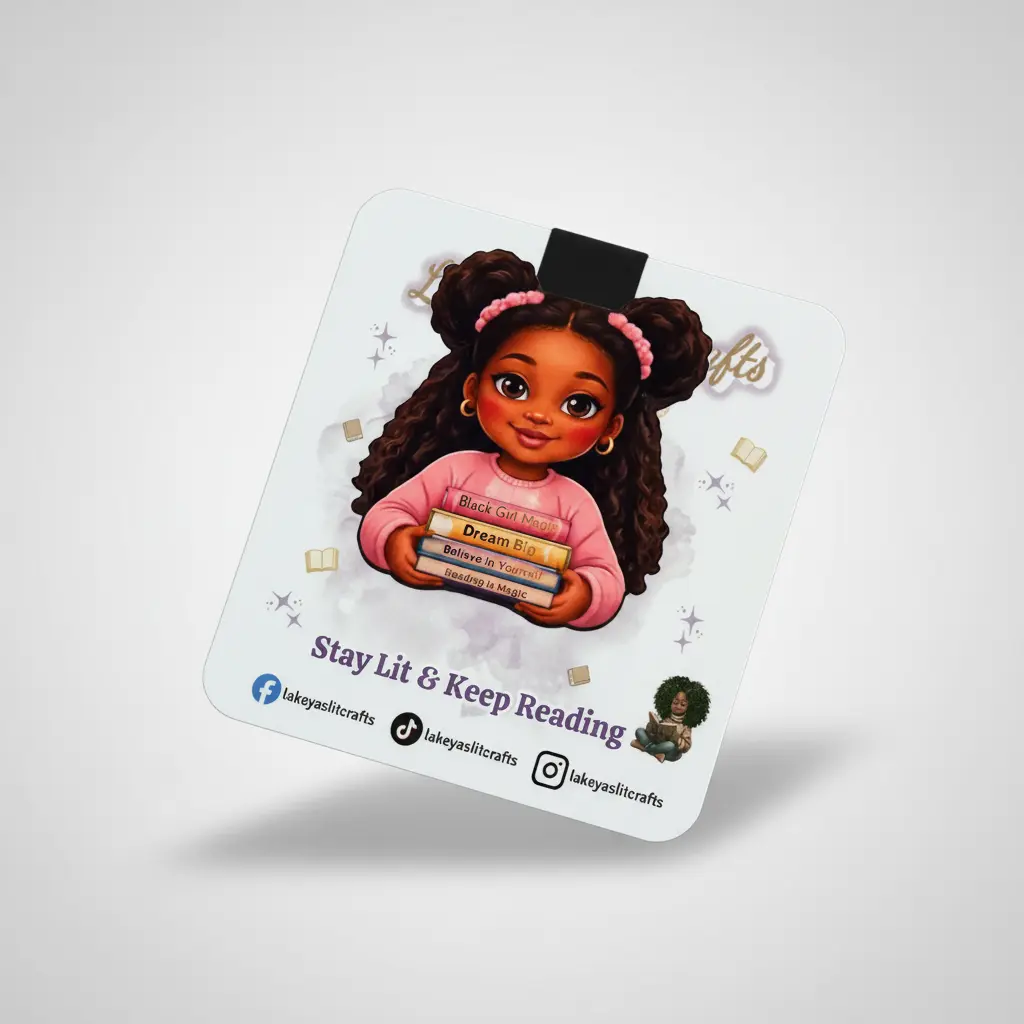 Magnetic Clip-On Bookmarks - Black Girl Reads Series Custom Printed, Lightweight-Flexible Soft Design, Strong Magnetic Hold for Girls Who Stay Booked & Busy, Office Stationery for Books/Journals