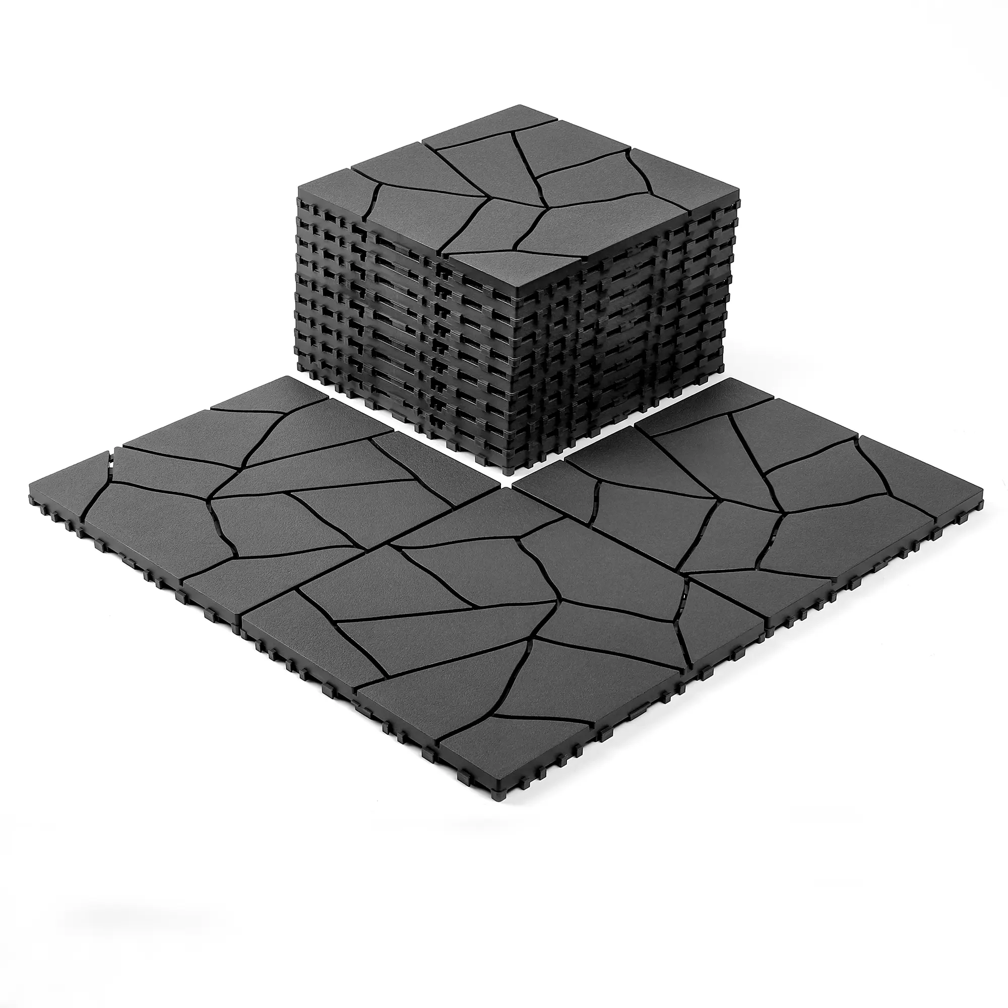 Plastic Interlocking Deck Tiles, 44 Pack , 12"x12" Waterproof Outdoor Flooring All Weather Use, Patio Floor Decking Tiles for Balcony Backyard