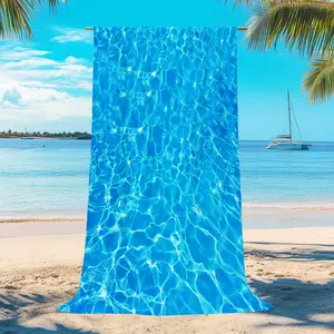3D Wave Print Beach Towel, Quick-Dry Absorbent Multifunctional Bath Sheet, Ideal for Beach Pool Bathroom Outdoor Use, Gift