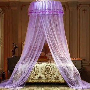 Bed Lace Net for Girls Beds, Play Tent Mesh Canopies Large Lace Dome Drapes Home & Travel (Purple)