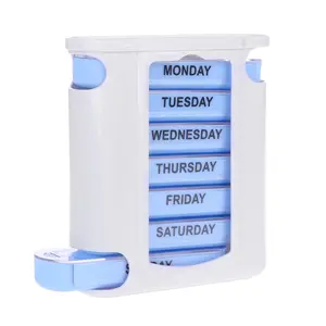 Hard case organizer with 7 daily compartments for weekly organization