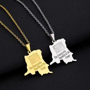 Democratic Republic of Congo map necklace Unisex Ethnic African jewelry Couple jewelry Souvenirs