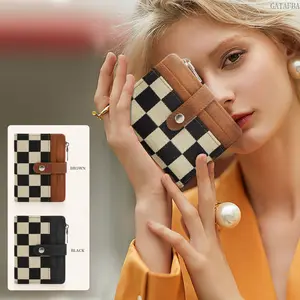 Women’s Trendy Checkered Multi‑Slot Mini Card Holder, Portable Lightweight Coin Purse, Stylish Compact Wallet for Credit Cards, Daily Use, Shopping & Travel