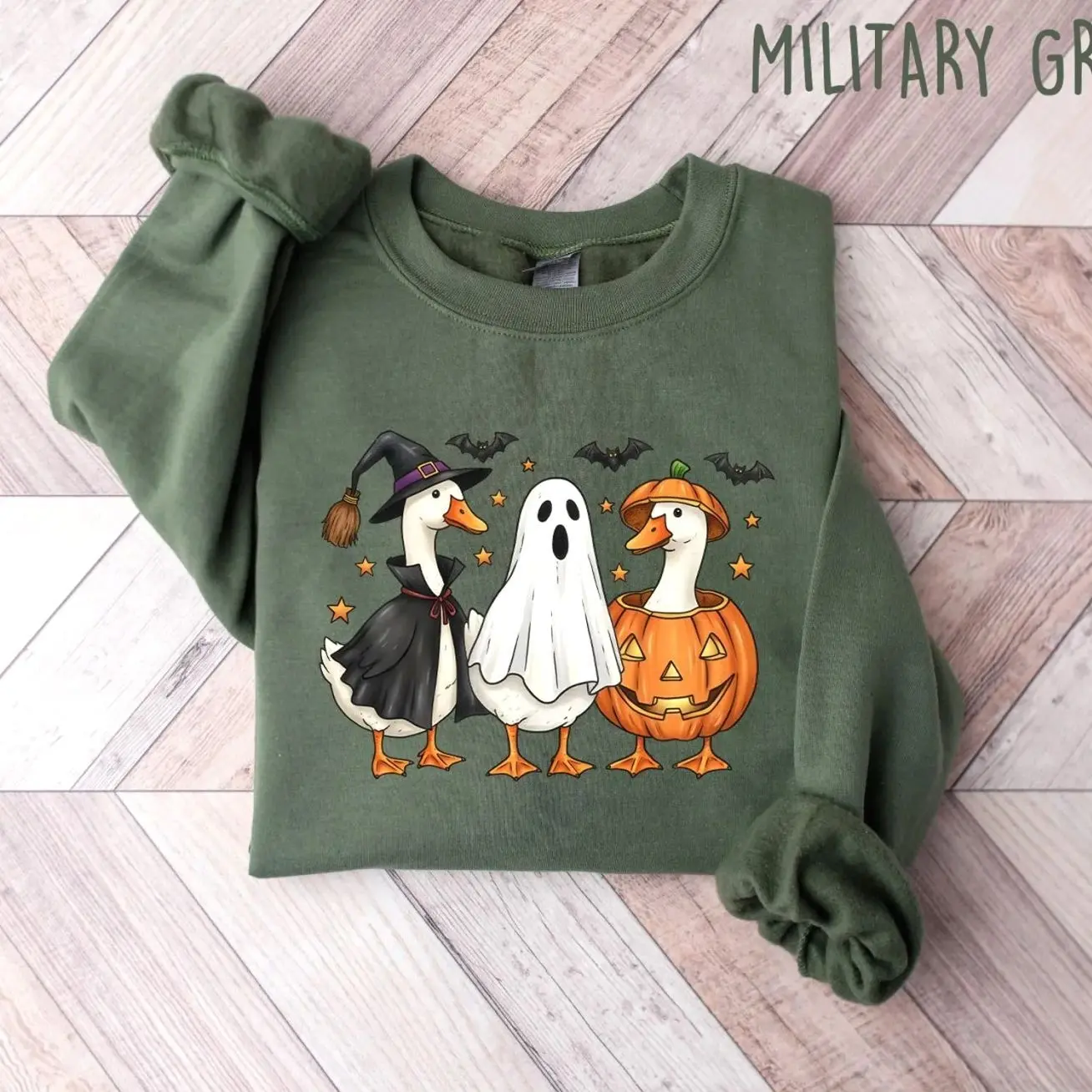 Cute Halloween Duck Shirt, Funny Goose Pumpkin Ghost Skeleton Sweatshirt, Witch Duck Fall Tee,Spooky Season Shirt,Duck Halloween Costume Top U0Q