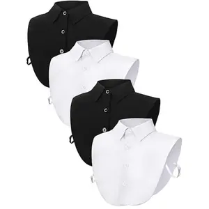 4pcs Detachable White Shirt Dickey Collar | Classic Button-On Collar Extender for Women Men, Formal Office Blouse Accessory, Adjustable Fake Collar tiktokshopspringglowup