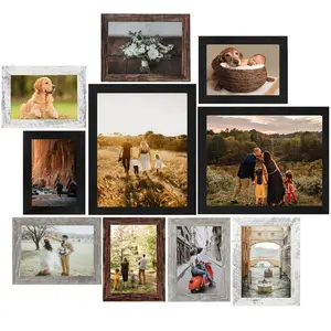 10pcs Retro Mixed Color Photo Frame Collage Wall Decor, Gallery Wall Photo Set for Wall Hanging And Desktop Display, Fall Farmhouse Halloween Room Decor, Home Decor