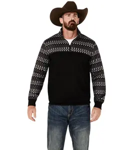 Rank 45 Men's 45&Reg; Grove Striped Print 1/4 Zip Pullover - Rmho23sw73-Blk