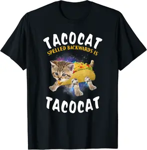 Tacocat Spelled Backward Is Tacocat Tee Cat And Taco Lover T-Shirt - Sarahreb Shop 26B0B2Q1VVTP
