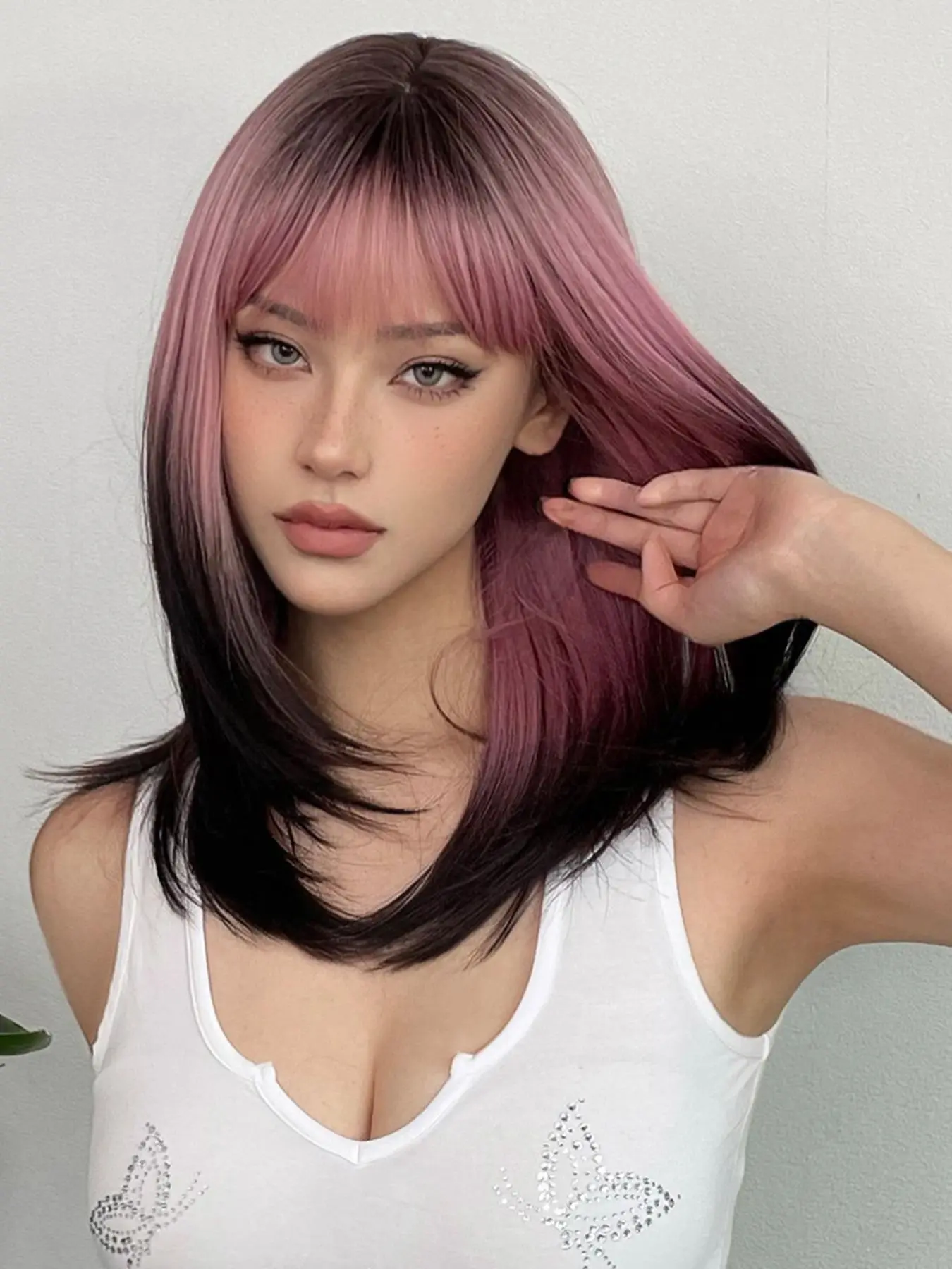 20 Inch Long Straight Wigs for Women, Gorgeous Fluffy Hair Wigs with Bangs, Synthetic Material Full Machine Made Wigs for Party, Daily Use, Synthetic Fiber Wig