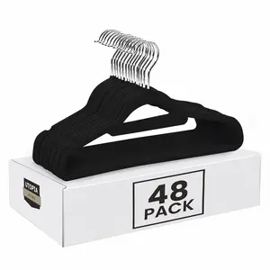 Utopia Home Premium Velvet Hangers - Non-Slip Clothes Hanger with Tie Bar - Black Hangers with 360 Degree Rotatable Hook - Heavy Duty Coat Hanger