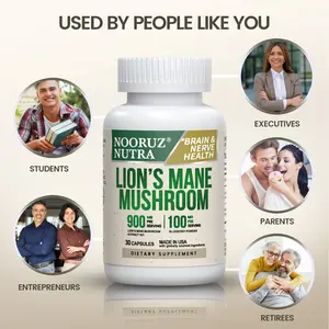 NOORUZ Lion's Mane (10:1 Extract) and Blueberry Capsules Supports cognitive and memory health Brain Supplement/Brain vitamins/Focus supplements