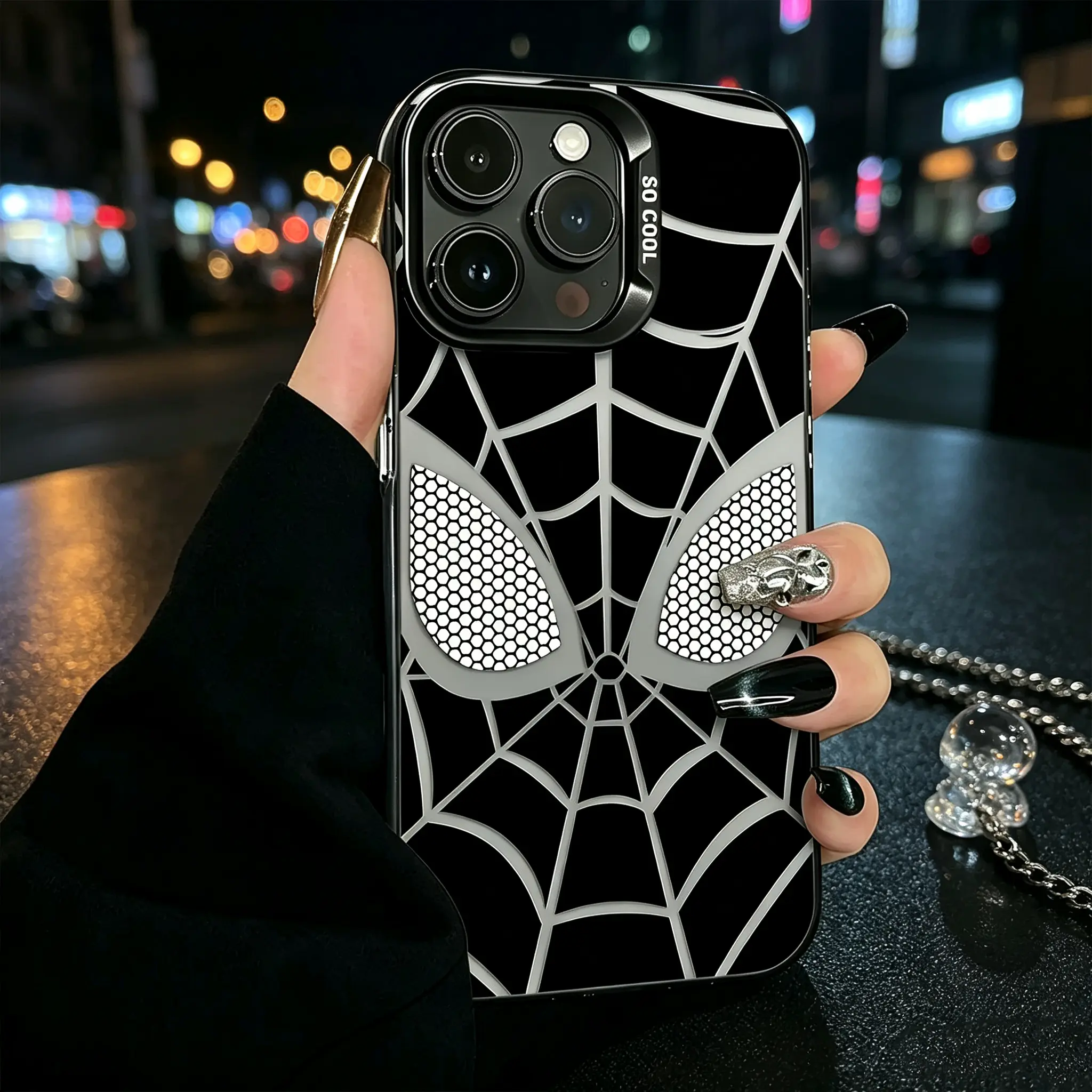 Creative Spider-Man Web Phone Case – Shockproof & Durable Cover for iPhone 17/16/15 Pro Max & Samsung S Series | Trendy Pink Couple Design