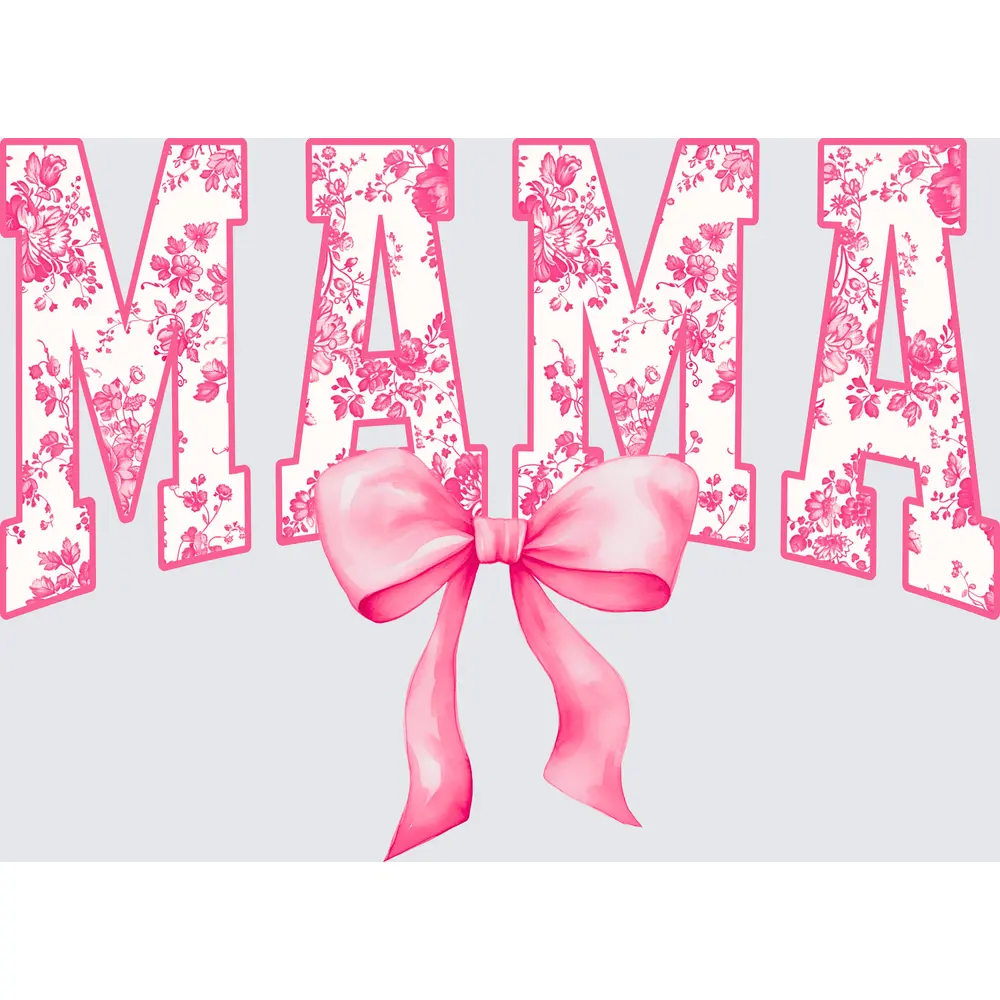 Mama Varsity Curve Pink Floral Pink Bow
