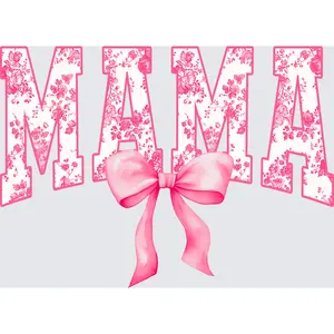 Mama Varsity Curve Pink Floral Pink Bow