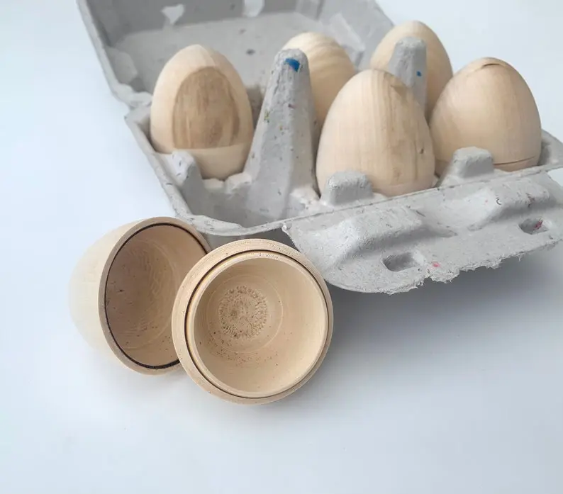 Hollow Wood Eggs, Wooden Easter Eggs, DIY, Paint Your Own Craft, Sustainable, Zero Waste Easter, Unfinished Wooden Eggs, Wood Blanks