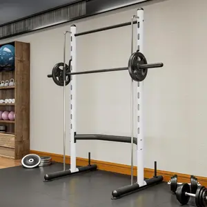 Squat Rack with Pull Up Bar and Barbell Bar Adjustable Bench Press Multi-Function Weight Lifting Half Rack, White,indoor
